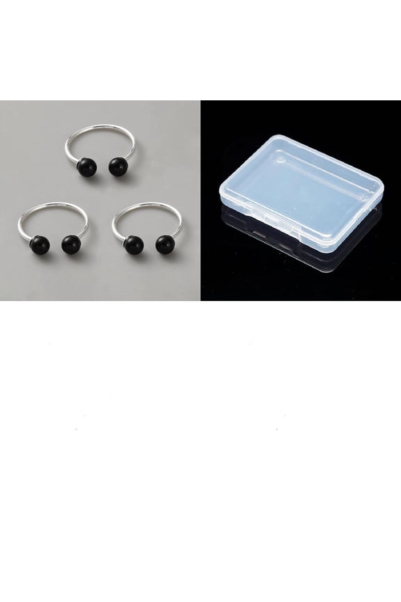 1set 3pcs Brass Plastic Pearl Finger Rings sets for Women Black Inner Diameter: 17mm 3pcs/set