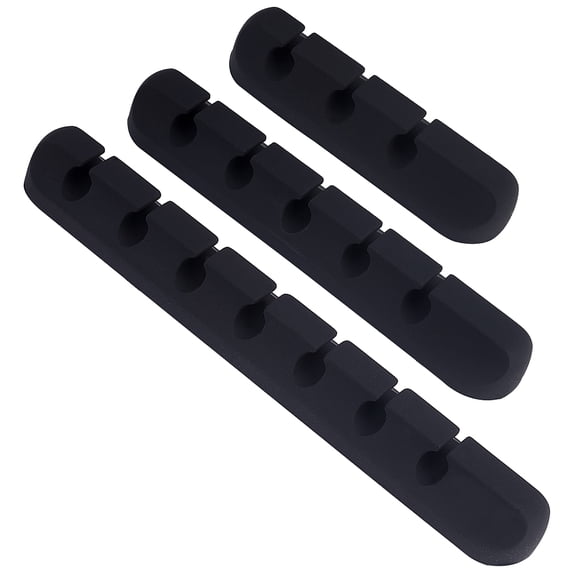 1set 3pcs Cable Holder Clips Silicone Adhesive Data Line Management Organizer for Mouse Power Cord USB Wire Phone pc Cable Office Home Table Storage Supplies(with 7/5/3 Slots) Black