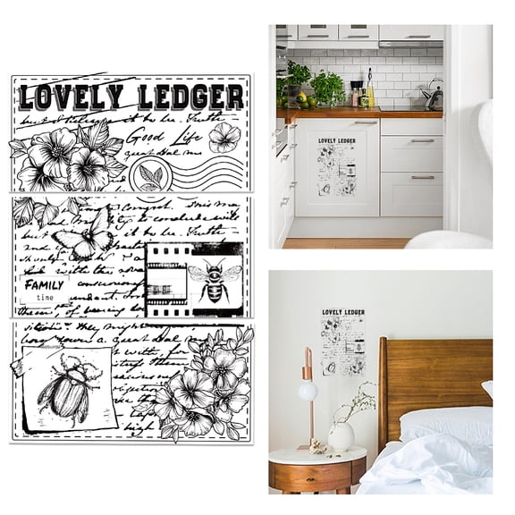 1set 3pcs PVC Waterproof Decorative Stickers Self Adhesive Decals for Furniture Decoration Flower 15x30cm