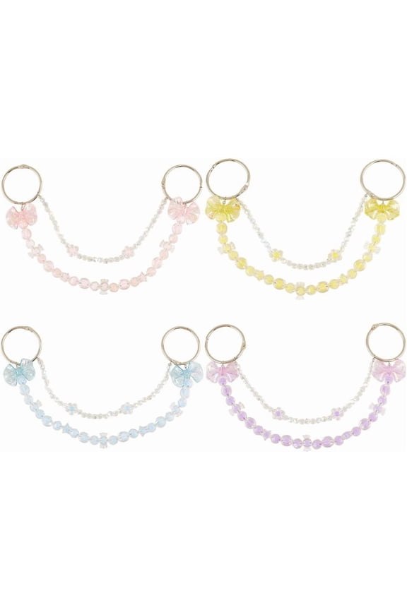 1set 4 Pcs Bag Chain Straps Charms Boho Purse Chains Butterfly Beaded Charms Adorable Transparent Acrylic Decorative Pendant Accessories for Women Colorful