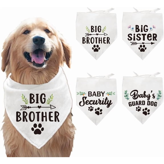 1set 4 Pcs Polyester Pet Bandanas Pet Pregnancy Announcement Theme Scarf Washable Triangle Fabric Pet Bandanas for Small Medium Large Cats and Dogs Clothing Accessories Decoration Colorful DIY