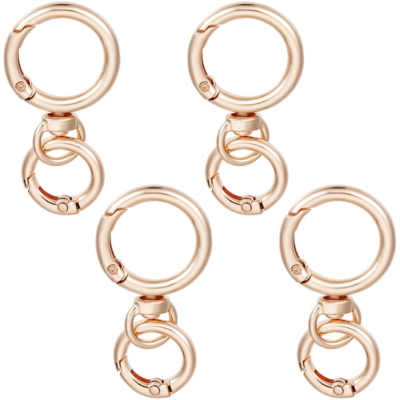 1set 4 Sets Alloy Spring Gate Clasps with Rings Light Gold 20~39x20~27x4mm