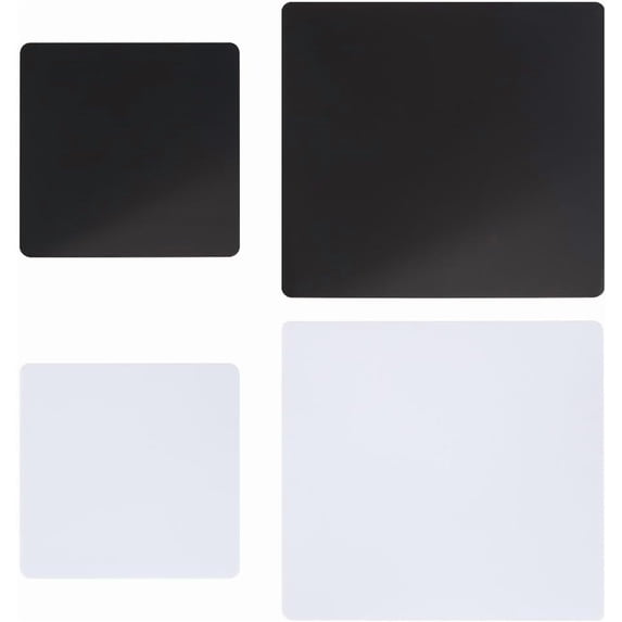 1set 4 pcs 4 styles Acrylic Photography Background Display Boards Square Photographic Plates Reflective Display Backdrop Boards Photography Props for Table Top Shooting(Black & White)