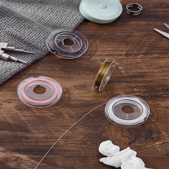 1set 4 rolls 4 colors Tiger Tail Wire Nylon-coated Stainless Steel Round Mixed color 0.38mm about 32.8 Feet/roll 1 roll/color