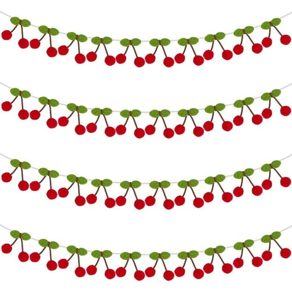 1set 4 sets Wool Felt Ball Cherry Garland for Party Festivals Home Decorations FireBrick 63x45x16mm