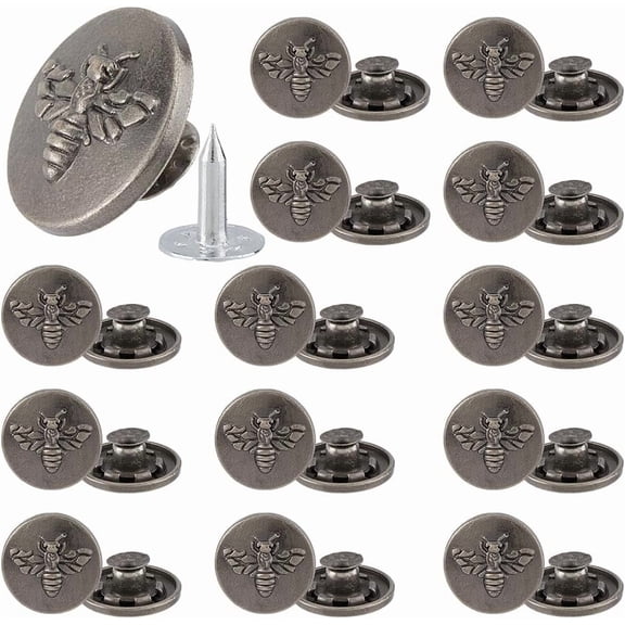 1set 40 Sets Jean Buttons Replacement Bees Pattern Button 18MM No-Sew Removable Metal Jeans Buttons Alloy Round Button for Jeans and Jackets Denim Clothes Coats Shirts Colorful