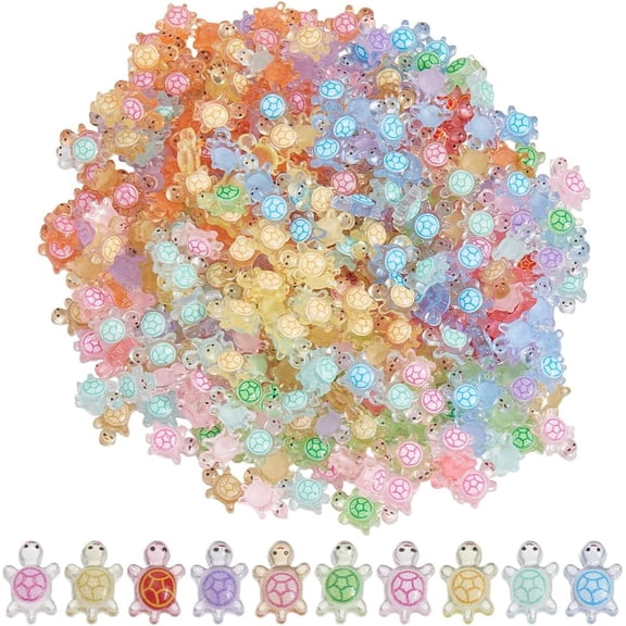 1set 400pcs 10 colors Luminous Resin Cabochons Nail Art Decorations Tortoise Mixed color 11.5x7.5x3.5mm 40pcs/color