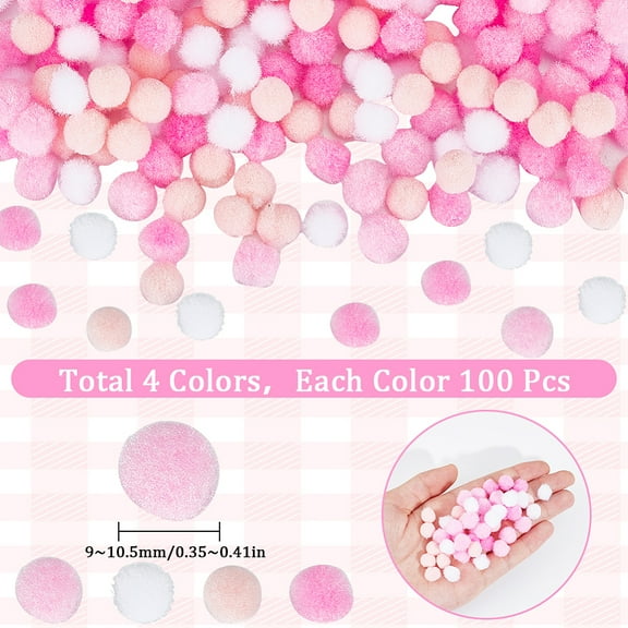 1set 400pcs Small Pink Pompoms Fuzzy Balls Bulk Valentine's Day 10mm Mini Pom Pom Ball Soft Round Fluffy Puff Cat Kitten Googly Pom Poms for Art Crafts Garland Party Decor Supplies