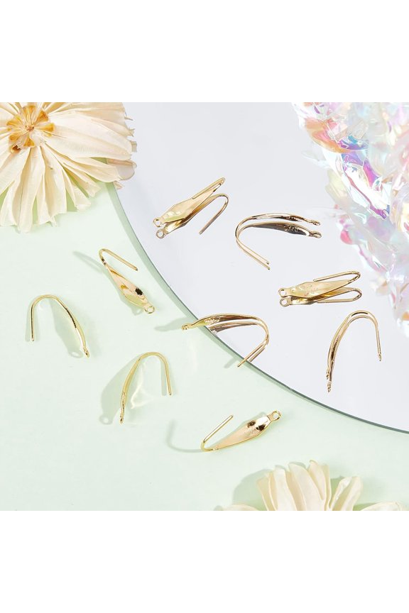 1set 40pcs 316 Stainless Steel Earring Hooks with Vertical Loop Ear Wire golden 20.5x4.5mm Hole: 1.2mm