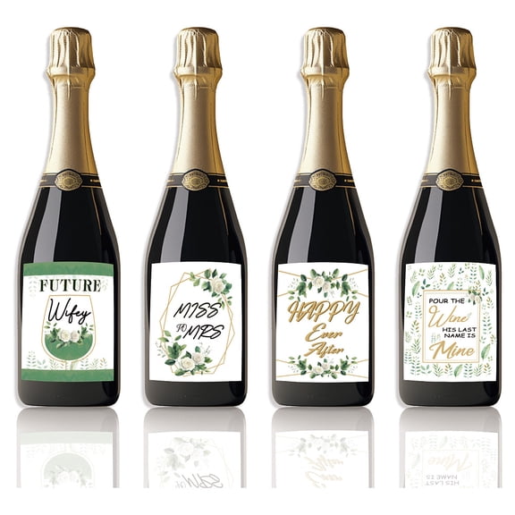 1set 40pcs Wine Labels for Bottles 4 styles Wedding Wine Labels Boho Botanical Bride Wine Bottle Label Stickers Party Wine Labels Gifts for Bridal Shower Wedding Reception Mrs. Champagne Decor