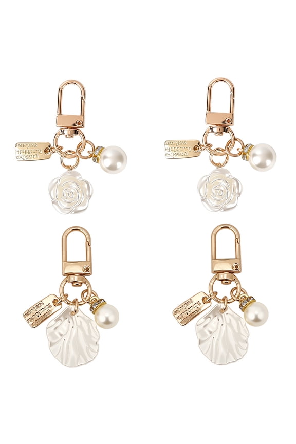 1set 4Pcs 2 Styles Cute Shell Shape Round Plastic Pendant Decoration for Keychain Purse Backpack Ornament Pendant: 15~25x8~21.5x2~5.5mm 2pcs/style