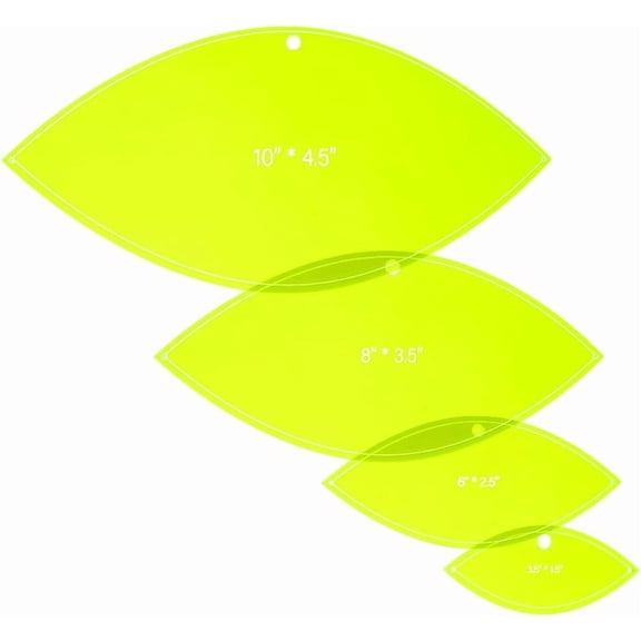 1set 4Pcs 4 Style Acrylic Quilting Template Horse Eye Template Transparent Light Green Acrylic Sewing Machine Ruler Templates Sewing Templates for DIY Hand Patchwork Cutting Craft Green