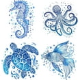 thumbnail image 1 of 1set 4Pcs 6.3 Inch Sea Animal Window Stickers Plastic PVC Summer Ocean Themed Animals Turtles Fish Seahorse Octopus Double-Sided Cling for Home Windows Door Under The Sea Party Decor Supplies, 1 of 8