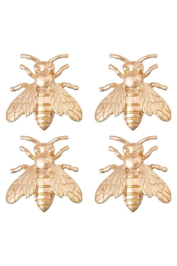 1set 4Pcs Cicada Brooches Alloy Animal Lapel Pin for Suit Shirt Collar Golden 33x33mm DIY