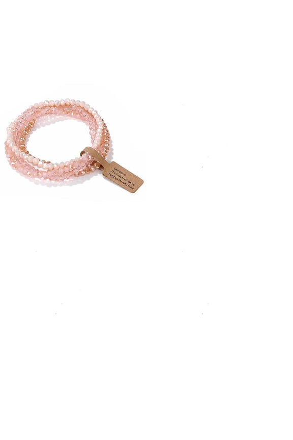 1set 4Pcs Faceted Rondelle Glass Stretch Bracelets Sets Pink 7-1/2 inch(19cm) for DIY