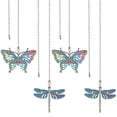 thumbnail image 1 of 1set 4pcs 2 styles Alloy Ceiling Fan Pull Chain Extenders with 304 Stainless Steel Ball Chains Butterfly & Dragonfly Rainbow color 358~370mm 2pcs/style, 1 of 6