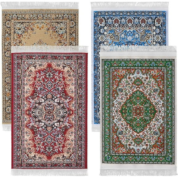 1set 4pcs 4 colors Turkish style Mini Nylon Coasters Cup Mats Rectangle Mixed color 170x100mm 1pc/color
