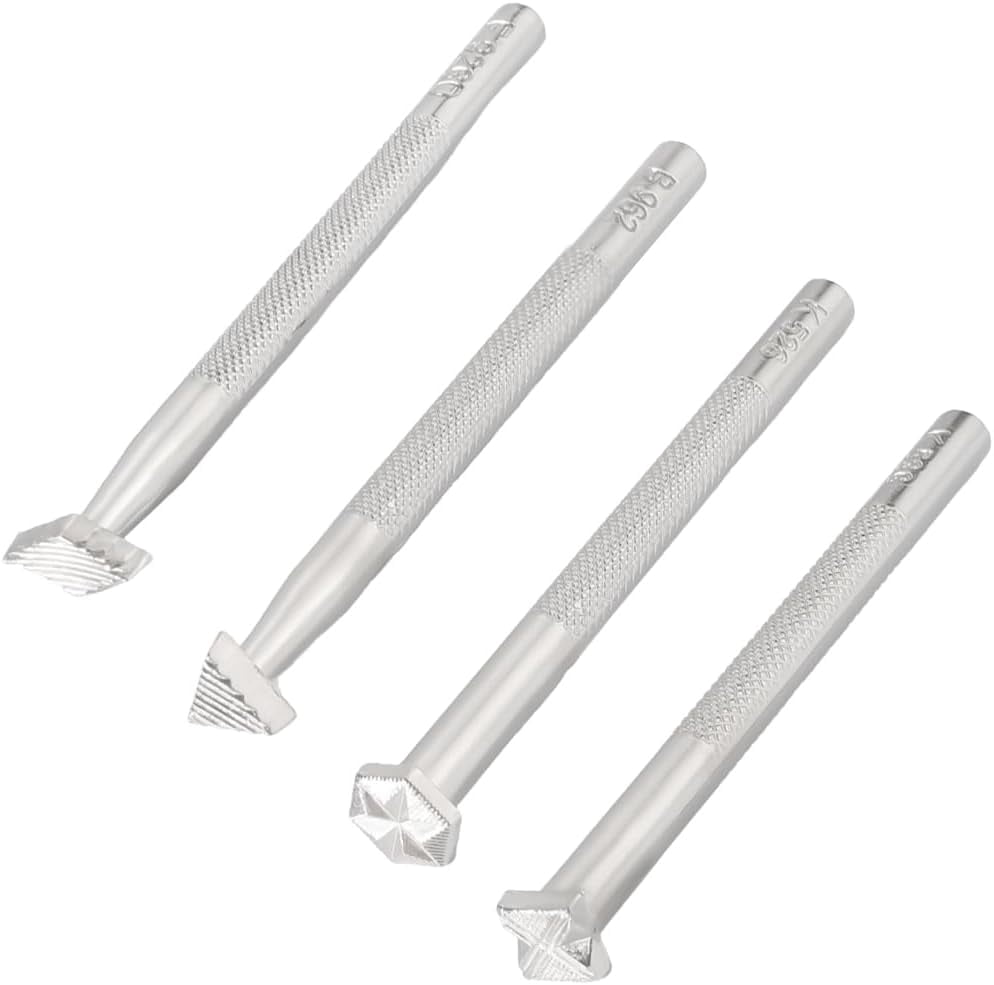 1set 4pcs 4 styles Alloy Leather Carving Embossing Tool Leathercraft Stamps Mixed Shapes 109~120x10~15x8~12.5mm 1pc/style
