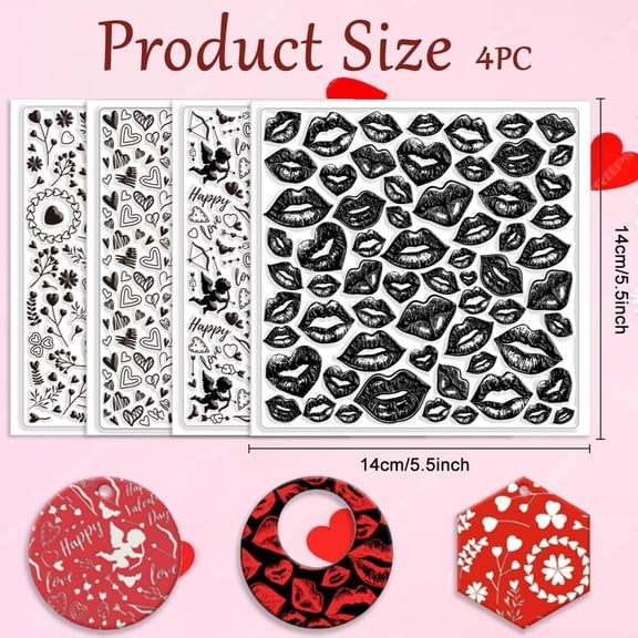 1set 4pcs 4 styles Silicone Clay Texture Mat Clay Modeling Pattern Pad Lip 140x140x3mm 1pc/style