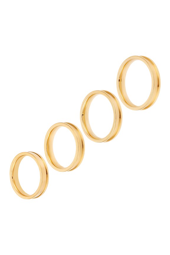 1set 4pcs 4 styles Stainless Steel Grooved Finger Ring Settings Ring Core Blank for Inlay Ring Jewelry Making Golden Inner Diameter: 16~19mm 4mm 1pc/style