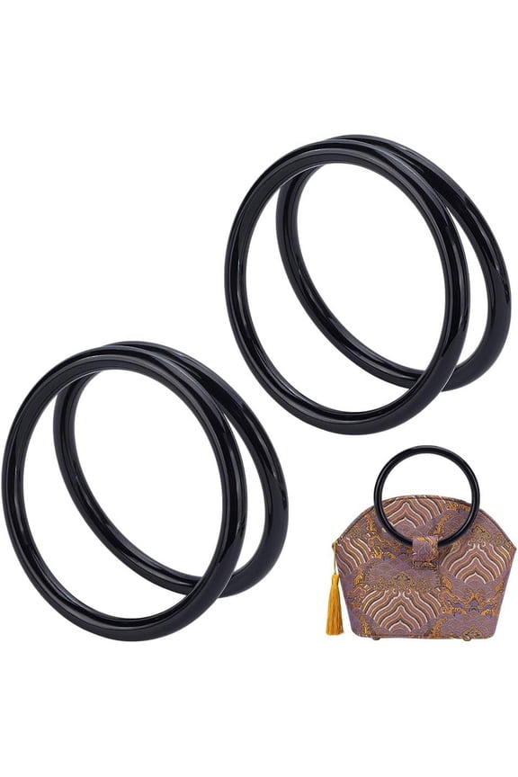 1set 4pcs ABS Plastic Ring Shape Purse Handle for bag Handles Replacement Accessories Black 122x10mm Inner Diameter: 102mm