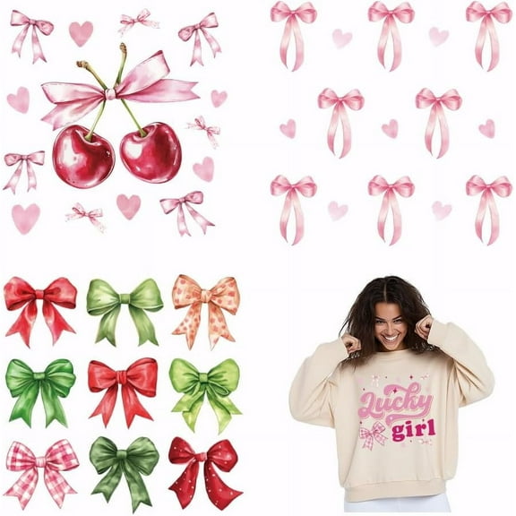 1set 4pcs Lucky Girl Iron On Transfers Cute Heat Transfer Decals for T Shirts Iron on Patches Stickers Washable Heat Transfer Paper for Girl Clothing T-Shirt Backpacks DIY Applique