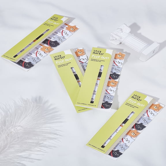 1set 4pcs Paper Pad Sticky Notes Sticker Index Tabs Animal Shape Cat Shape Colorful 125x50x4.5mm 4pcs/set