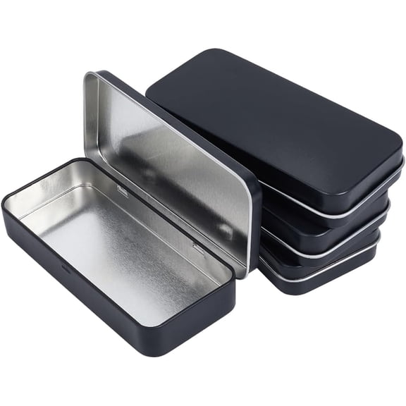 1set 4pcs Tinplate Storage Boxs Gift boxes Matte style Rectangle Black 13x6.1x2.1cm