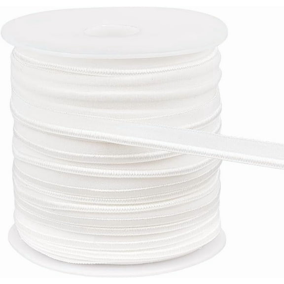 1set 50 Yards Flat Nylon Elastic Lip Cord Trim Clothes Accessories White 3/8 inch(9mm)