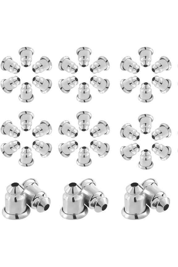 1set 50Pairs Brass Ear Nuts Long-Lasting Earring Backs 6x5mm Hole: 1mm 50pairs/set