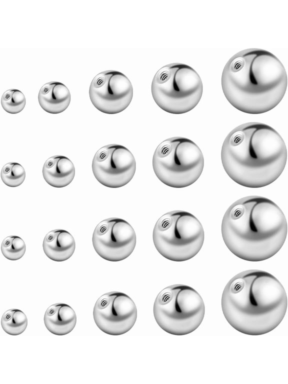 1set 50Pcs 5 Sizes Screw Ball Backs for Threaded Post 304 Stainless Steel Round Earring Backs Metal Ear Nuts Replacement 19/20 Gauge for Stud Earring Making Supplies Gold DIY
