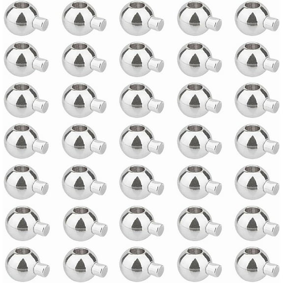 1set 50Pcs Round Crimp Beads 3mm Brass Stopper Bead Crimp Metal Cord End Beads Silver Beading Findings for Bracelet Necklace Jewelry Making Accessories Hole: 0.9mm Silver