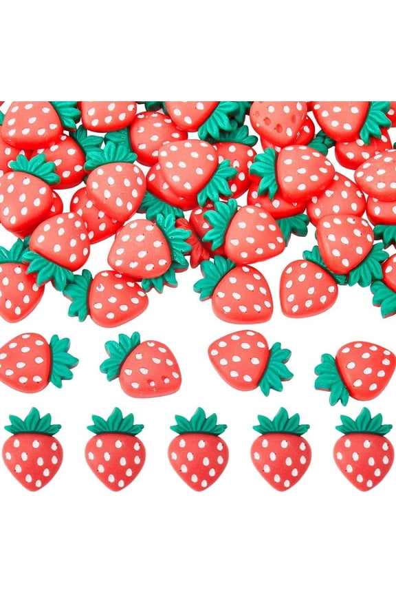 1set 50pcs Strawberry Cabochons Fruit Resin Bulk Flat Back Fruits Berries Strawberries Decorations Mini Flatback Charm Cabochon for Scrapbooking Art Crafts Jewelry Making Accessories