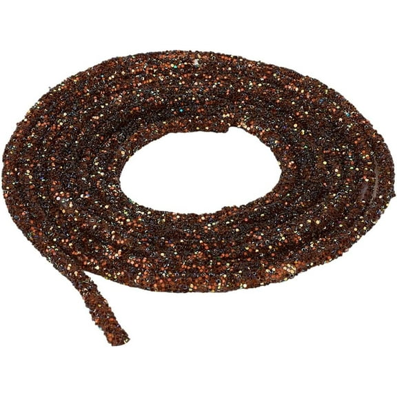 1set 5M Glass Glitter Sequin Rope Rhinestone Tube Cord for Wedding Dresses Costume Clothing Shoes Jewelry Accessory Coconut Brown 6mm