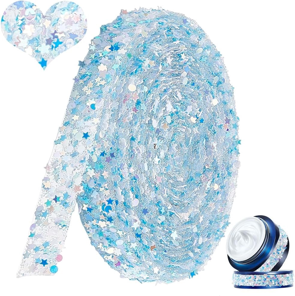 1set 5M Rhinestone Ribbon Stars Hot Drill Strip Light Sky Blue 1/2 inch ...
