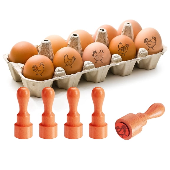 1set 5Pcs 5 Styles Plastic Rubber Stamps with Wood Handles DIY Egg Drawing Stamps Chook 55x20mm Pattern: 18mm 1pc/style