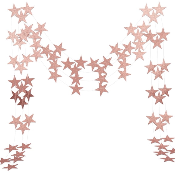 1set 5Pcs Star Paper Flag Banners for Party Decorations Light Coral Star: 66x66x0.3mm 3.8m/pc
