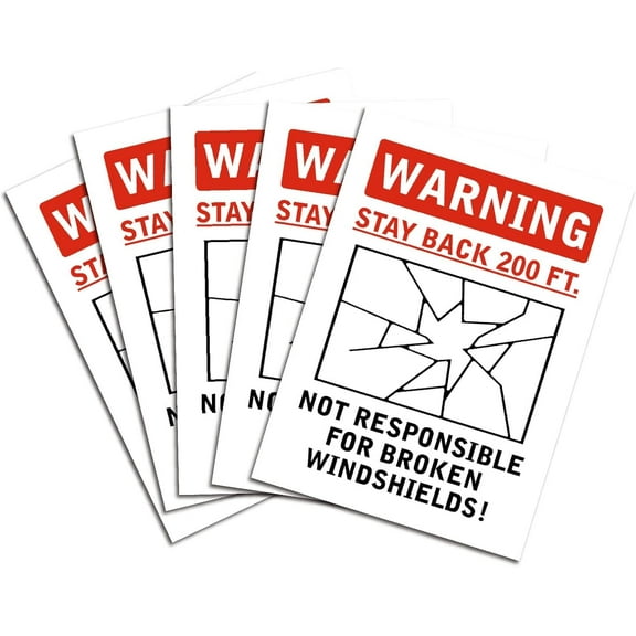 1set 5Pcs Warning Stay Back 200 Feet Sticker Be Responsible Stickers 9.8" x 6.9" PVC Waterproof Self Adhesive Red Black Rectangle Vinyl Safety Label Stickers for Dump Trailer Truck Windshields