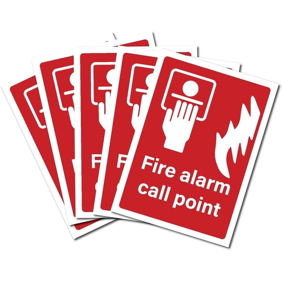 1set 5Pcs Waterproof PVC Warning Sign Stickers Vinyl Danger Safety Decals Fire 25x17.5cm for DIY