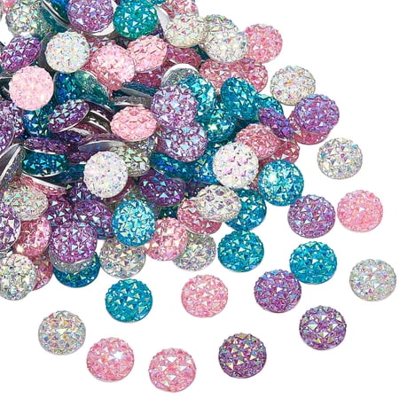 1set 5Sets 200Pcs Transparent Resin Cabochons Flat Round Mixed Color 12x3mm 40pcs/set DIY