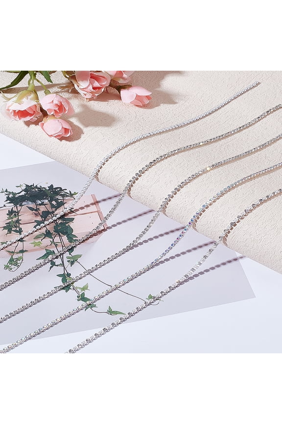 1set 5pcs 5 styles Alloy Rhinestone Cup Chains Chains Nail Art Decoration 250~254x2x2~2.5mm 1pc/style