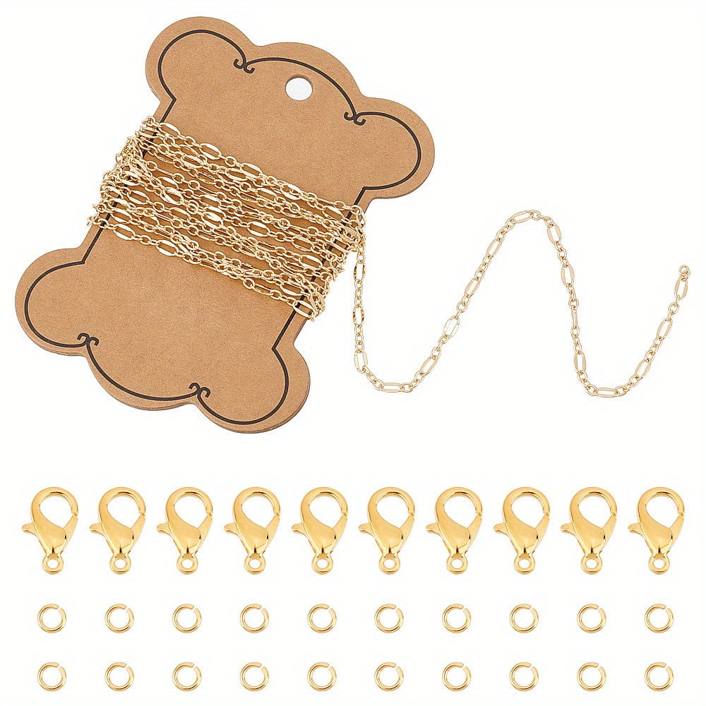 1set 6.5 Feet golden Chain Necklace Making Kit Necklace Chain Bulk ...