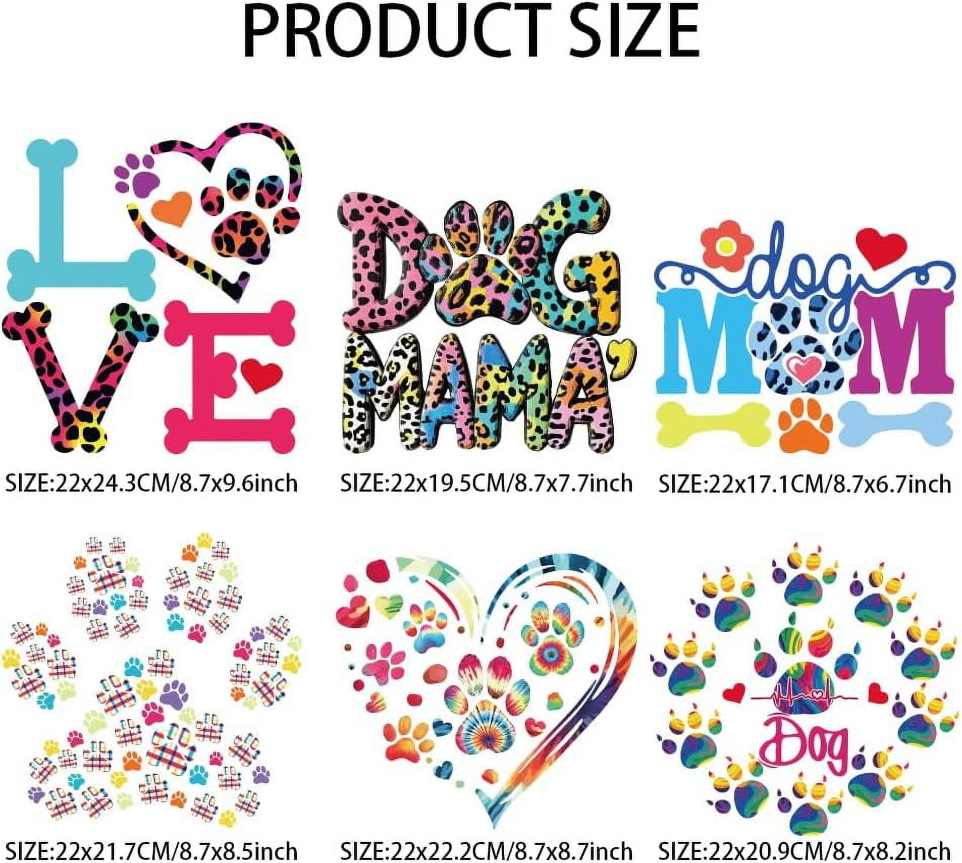 Iron Sticker 1set 6 pcs Iron on Decals Patches 6 Sizes Pet Paw Prints Iron on ...