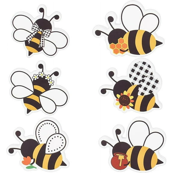 1set 6 styles Wood Tiered Bee Decor Wooden Tiered Bee Tray Table Decorations Centerpiece Sign Sunflower Honey Bee Home Decor for Holiday Harvest Honey Bee Party Supplies