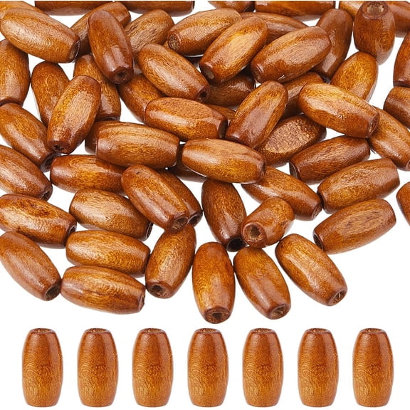 1set 600Pcs Natural Wood Beads Egg Shaped Rugby Wood Beads Dyed Oval Coconut Brown 15x7mm Hole: 2.5mm