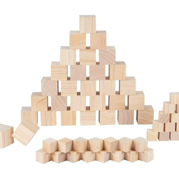1set 60PCS Wooden Cubes  30PCS 1.38 Inch & 30PCS 0.79 Inch- Wood Square Blocks  For DIY Crafts Carving Art Supplies