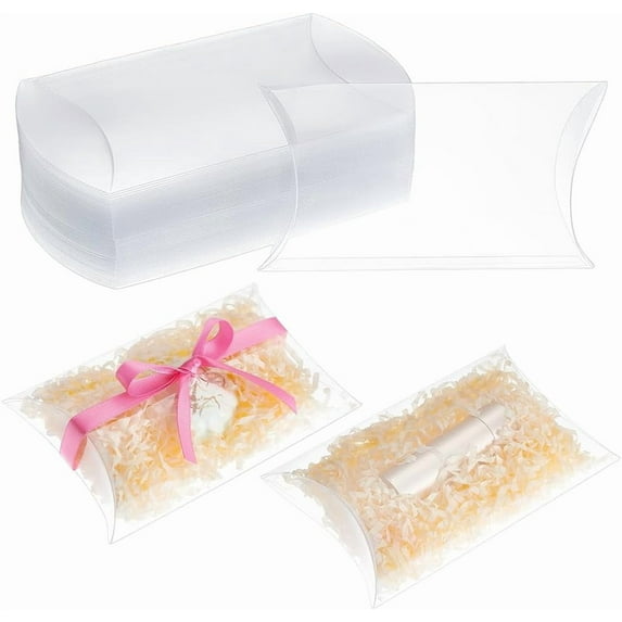 1set 60pcs PVC Plastic Pillow boxes Gift Transparent Packing box Clear 14x9x3cm