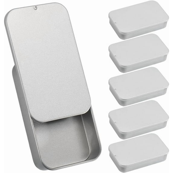 1set 6Pcs 3 x 2 x 0.6 Inch Slide Top Tin Box Metal Slide Containers ...