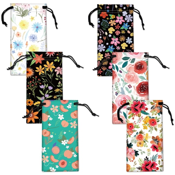 1set 6Pcs Microfiber Eyeglass Cases Sun Glasses Protector Rectangle Flower 180x90mm
