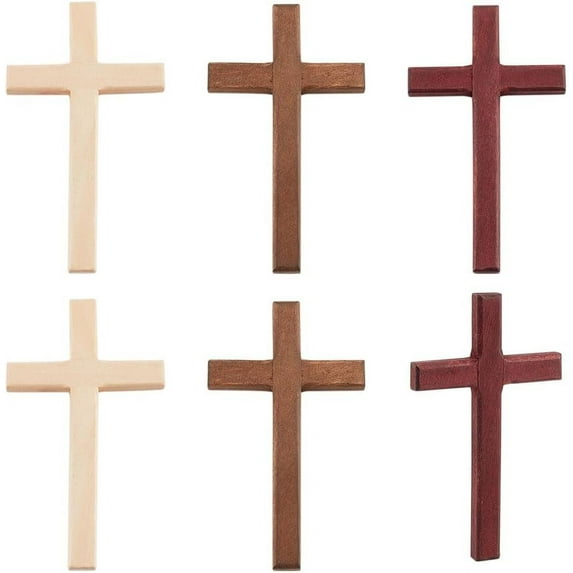 1set 6pcs 3 colors Wooden Cross Wall Decoration Hand Prayer Holding Cross Religion Mixed color 120x69.5x9.5mm 2pcs/color